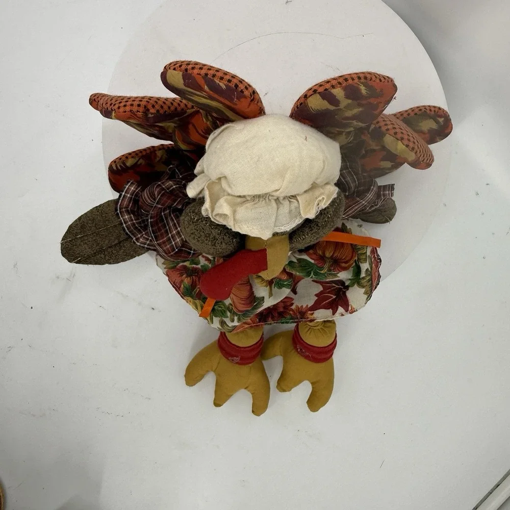 Vintage Fabric Thanksgiving Turkey Shelf Sitter Pilgrim Folk Art Fall Decor
